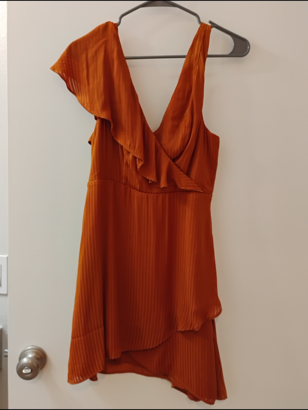 NBD Ruffle Dress in Rust Orange